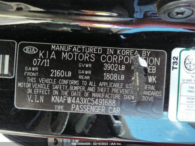 KNAFW4A3XC5491688 KIA FORTE SX