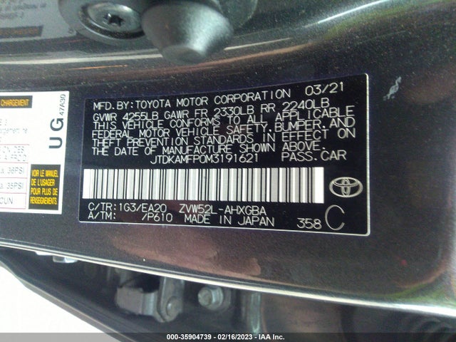 2021 Toyota Prius, VIN: JTDKAMFP0M3191621