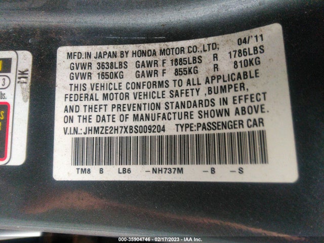 2011 HONDA INSIGHT EX VIN: JHMZE2H7XBS009204