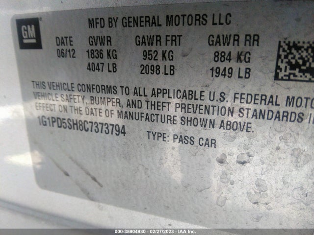 Chevrolet CRUZE LS 2012 1G1PD5SH8C7373794 Image 10