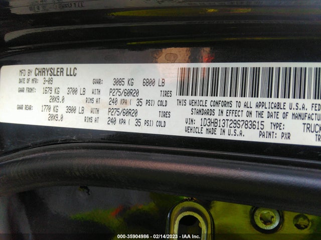 Dodge Ram 1500 Sport 2009 1D3HB13T29S783615 Image 10