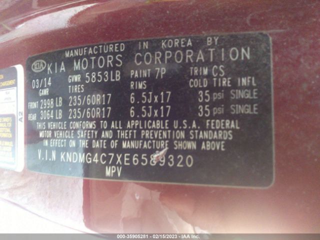 KNDMG4C7XE6589320 KIA SEDONA LX