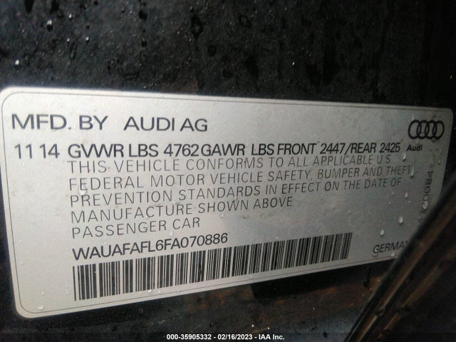 WAUAFAFL6FA070886 Audi A4 PREMIUM