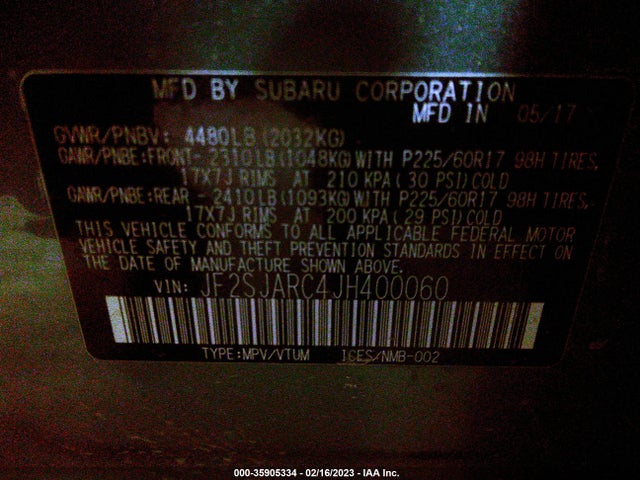 JF2SJARC4JH400060 Subaru Forester 2.5i Limited
