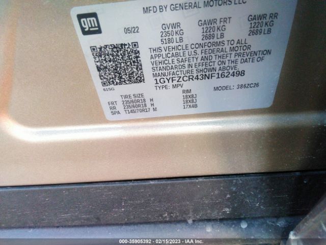 1GYFZCR43NF162498 Cadillac Xt4 Fwd Premium Luxury