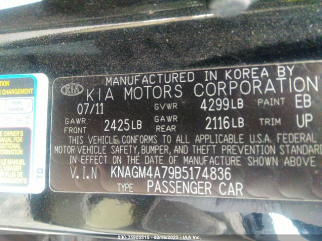 KNAGM4A79B5174836 KIA Optima Lx