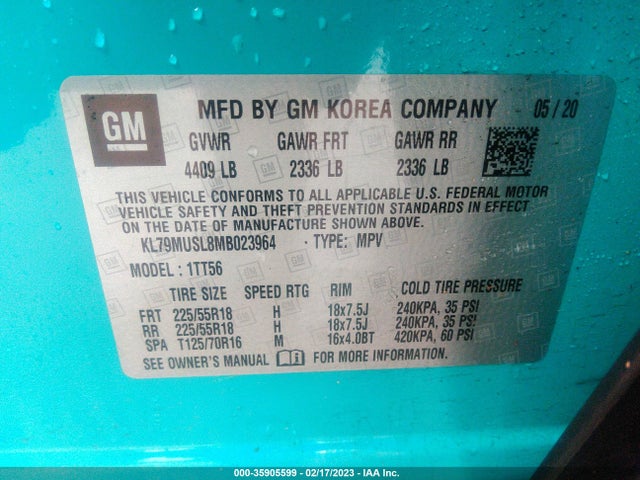 Chevrolet Trailblazer Rs 2021 KL79MUSL8MB023964 Image 9