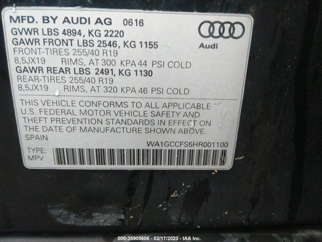 WA1GCCFS5HR001100 Audi Q3 Prestige