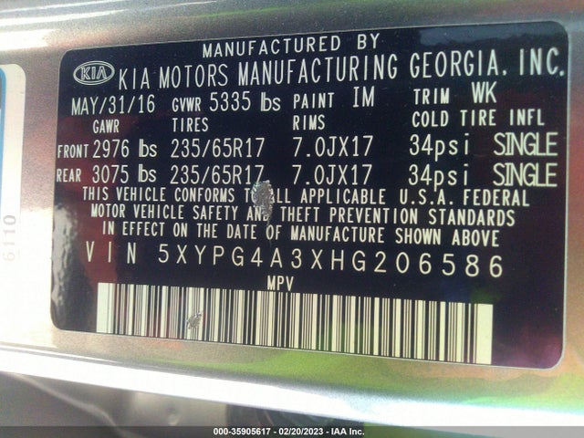 KIA Sorento 2017 5XYPG4A3XHG206586 Image 9