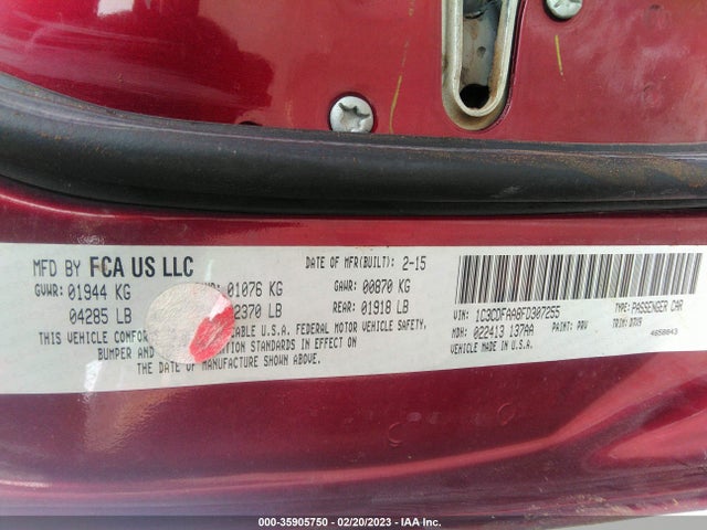 2015 Dodge Dart, VIN: 1C3CDFAA8FD307255
