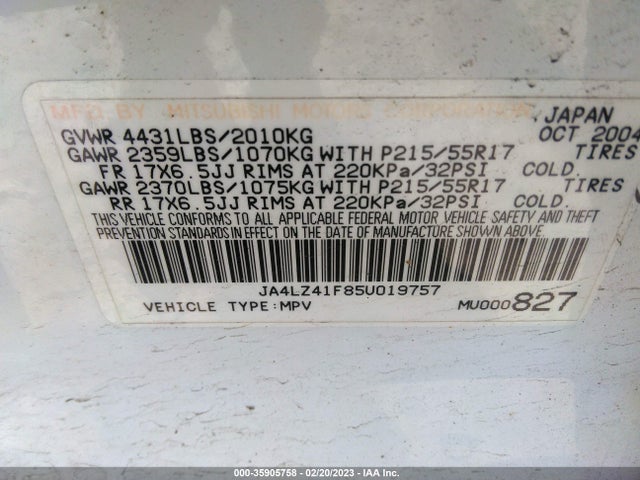 JA4LZ41F85U019757 Mitsubishi Outlander Xls
