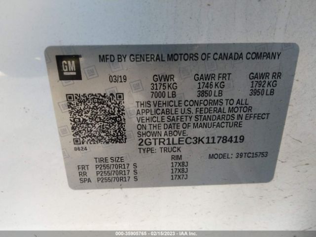 2GTR1LEC3K1178419 GMC SIERRA 1500 LIMITED