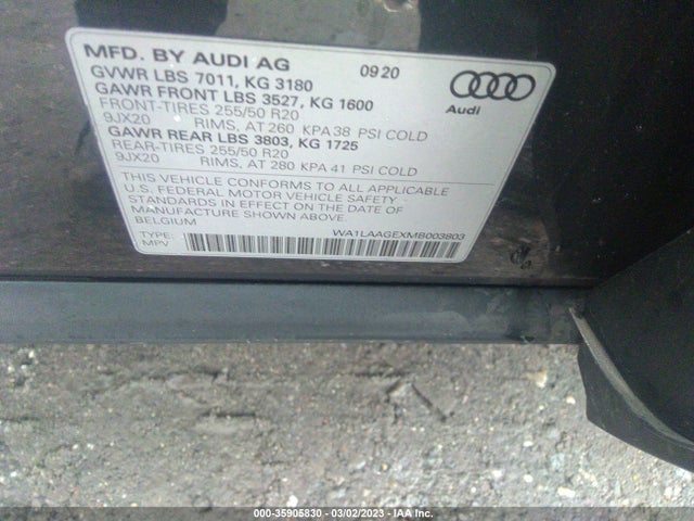 2021 Audi e-tron, VIN: WA1LAAGEXMB003803