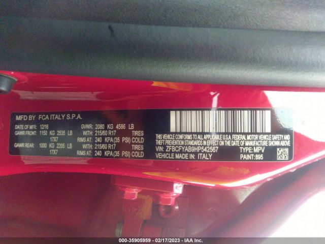 ZFBCFYAB9HP542567 Fiat 500x Pop