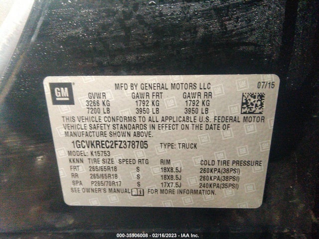 Chevrolet Silverado 1500 Lt 2015 1GCVKREC2FZ378705 Image 9