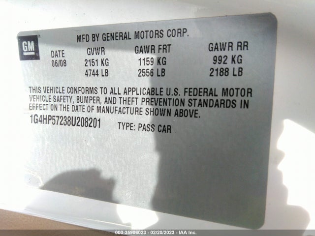 2008 BUICK LUCERNE CX VIN: 1G4HP57238U208201