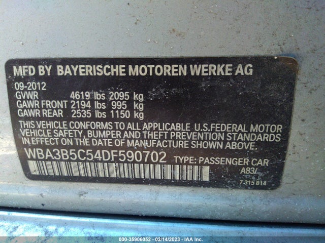 2013 BMW 3 SERIES 328I XDRIVE VIN: WBA3B5C54DF590702
