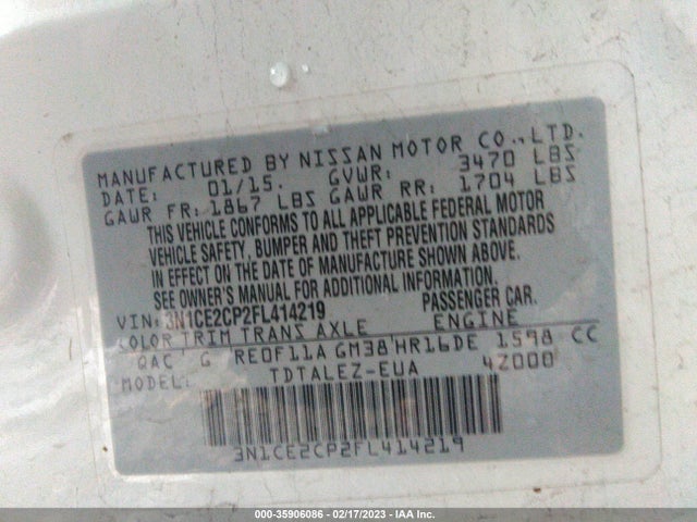 Nissan Versa Note Sl 2015 3N1CE2CP2FL414219 Image 9