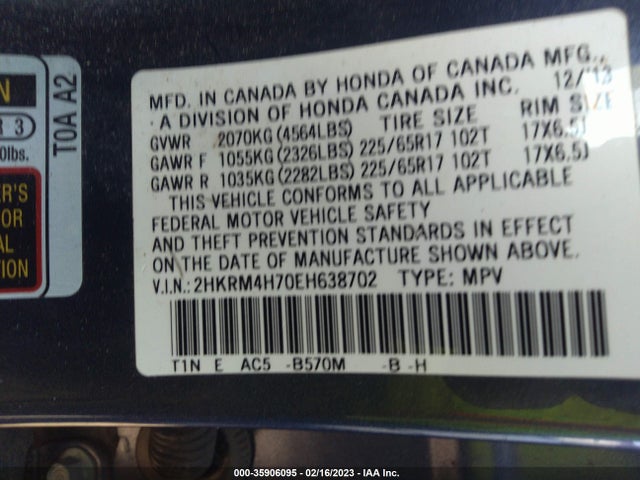 Honda Cr-v Ex-l 2014 2HKRM4H70EH638702 Image 9