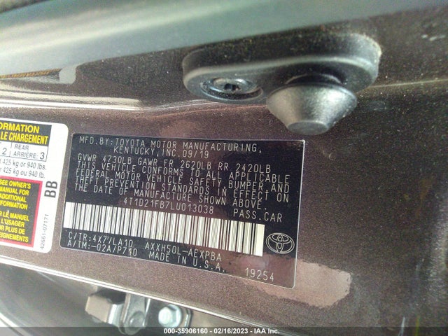 2020 Toyota Avalon, VIN: 4T1D21FB7LU013038