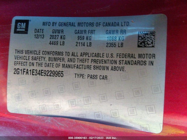 Chevrolet CAMARO LS 2014 2G1FA1E34E9229965 Image 11