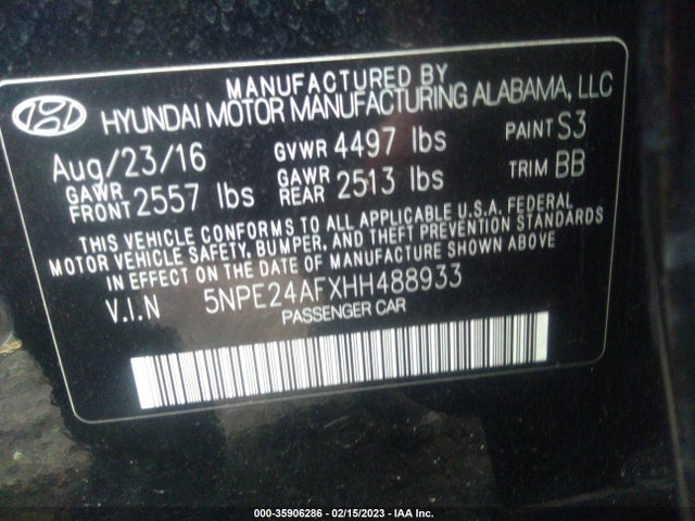 Hyundai SONATA SE 2017 5NPE24AFXHH488933 Image 10