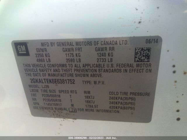 2GKALTEK6E6381752 GMC Terrain Slt