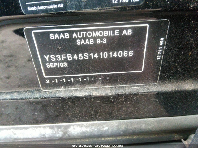 2004 SAAB 9-3 LINEAR VIN: YS3FB45S141014066