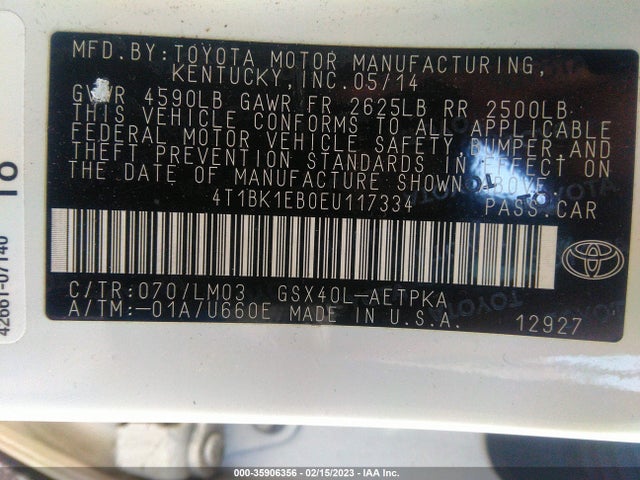 Toyota AVALON LIMITED 2014 4T1BK1EB0EU117334 Image 11