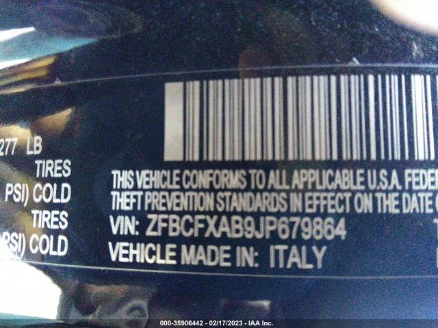 2018 Fiat 500X, VIN: ZFBCFXAB9JP679864