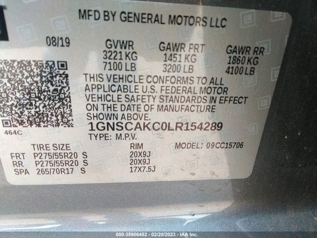 Chevrolet Tahoe Ls 2020 1GNSCAKC0LR154289 Image 9