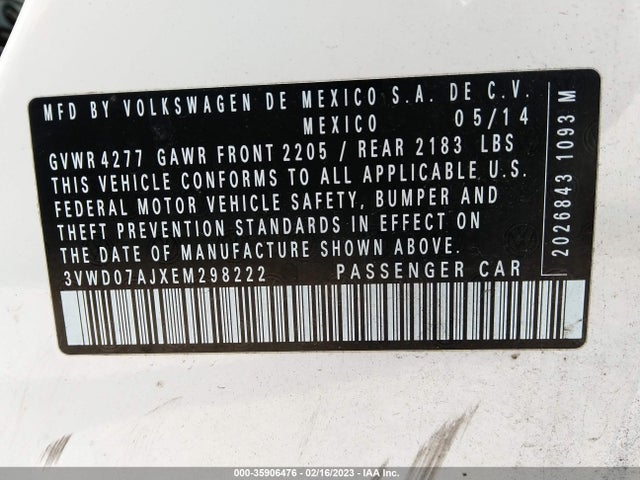 3VWD07AJXEM298222 Volkswagen Jetta Sedan Se