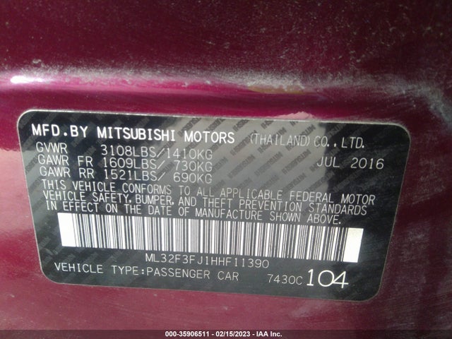 ML32F3FJ1HHF11390 Mitsubishi Mirage G4 Es