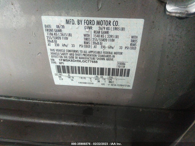 2020 Ford Explorer, VIN: 1FMSK8DH9LGC77688