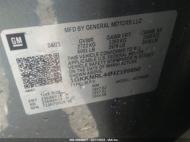 GMC ACADIA SLE 2021 1GKKNRL44MZ199850 Image 9