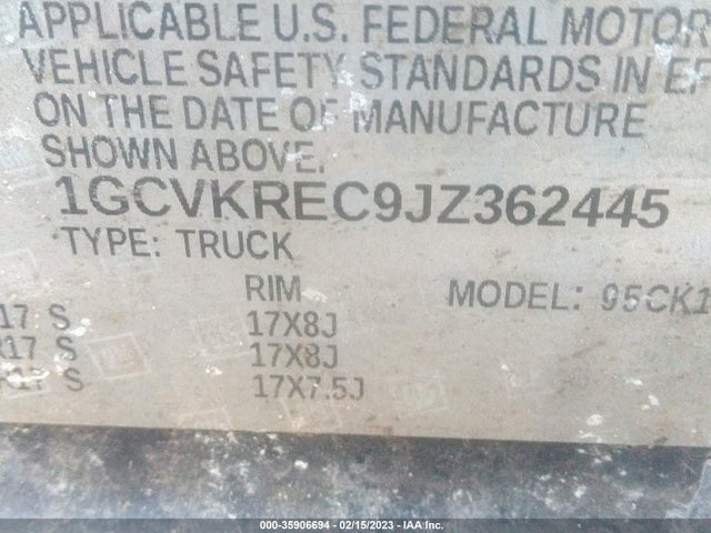 2018 Chevrolet Silverado 1500, VIN: 1GCVKREC9JZ362445