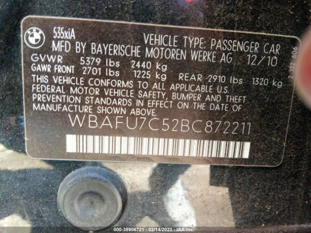 WBAFU7C52BC872211 BMW 5 Series 535i Xdrive