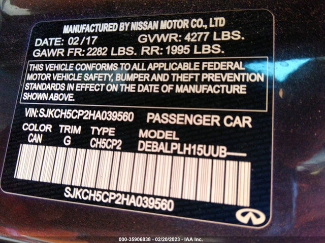 Infiniti QX30 2017 SJKCH5CP2HA039560 Image 9