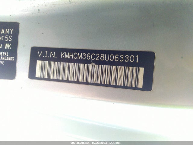 2008 HYUNDAI ACCENT GS VIN: KMHCM36C28U063301