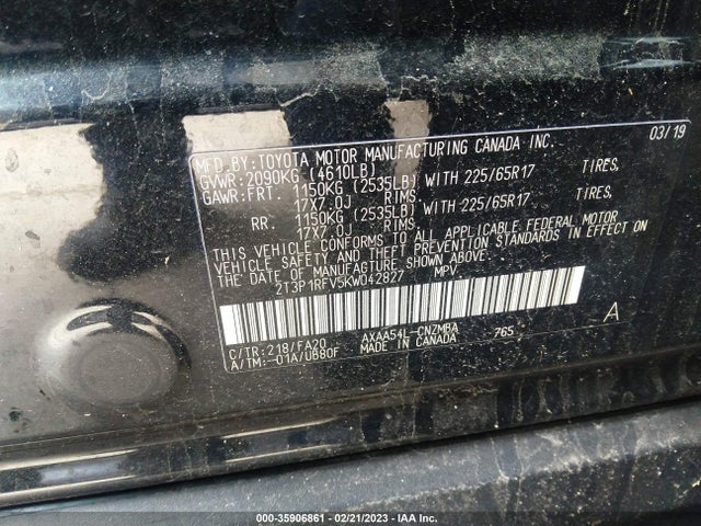Toyota Rav4 Xle 2019 2T3P1RFV5KW042827 Image 10