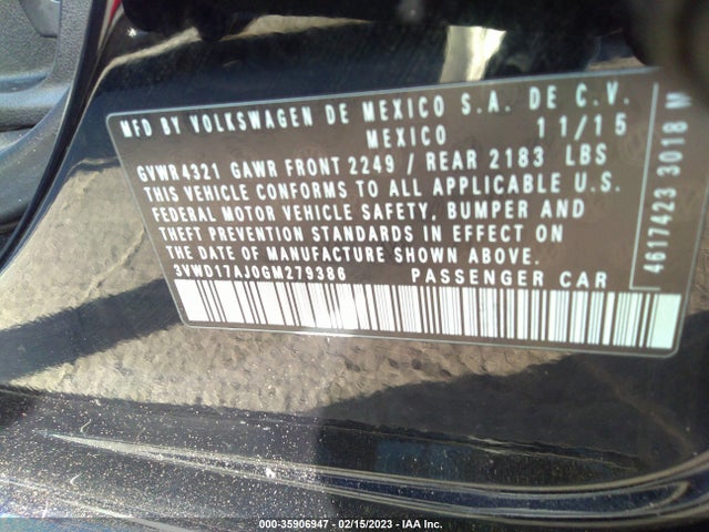 3VWD17AJ0GM279386 Volkswagen Jetta Sedan 1.8t Sport