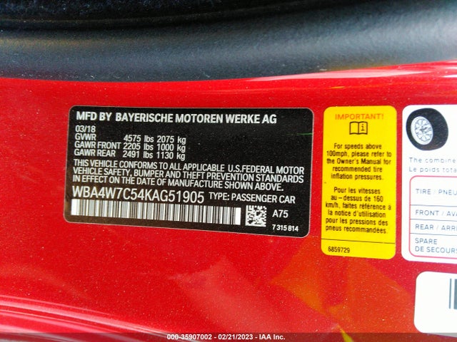 2019 BMW 4 Series, VIN: WBA4W7C54KAG51905