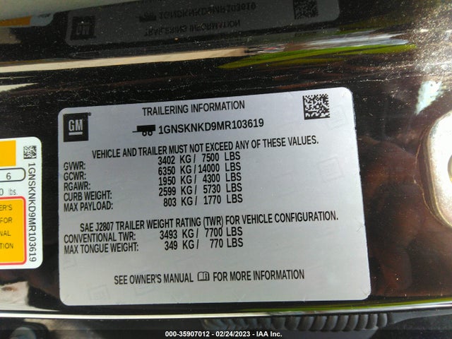 Chevrolet Tahoe Lt 2021 1GNSKNKD9MR103619 Image 9