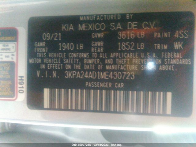 3KPA24AD1ME430723 KIA RIO LX