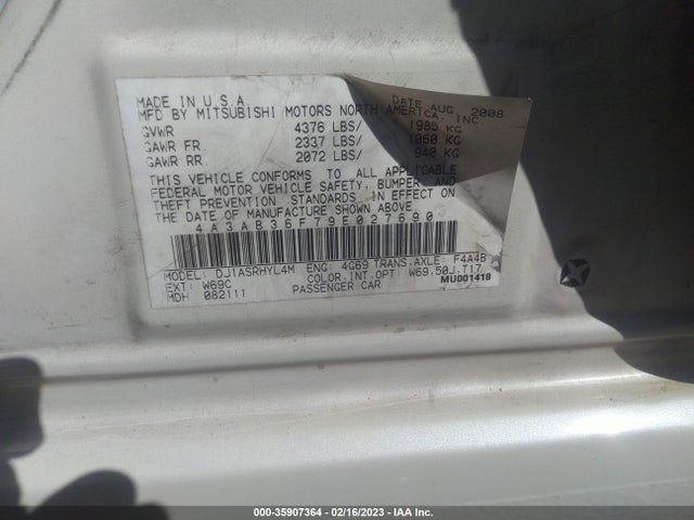 4A3AB36F79E027690 Mitsubishi Galant Es/sport