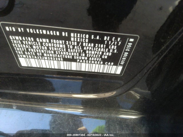 3VW2B7AJ3JM262285 Volkswagen Jetta 1.4t S