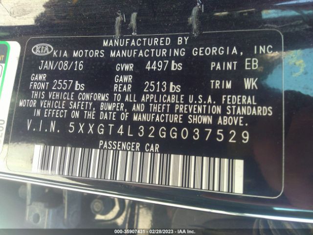 5XXGT4L32GG037529 KIA Optima Lx