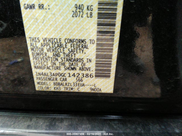 2016 Nissan Altima, VIN: 1N4AL3AP0GC142386