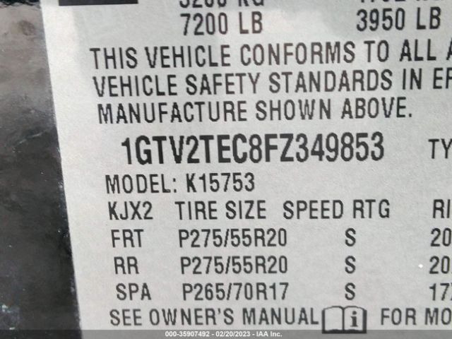 1GTV2TEC8FZ349853 GMC SIERRA 1500
