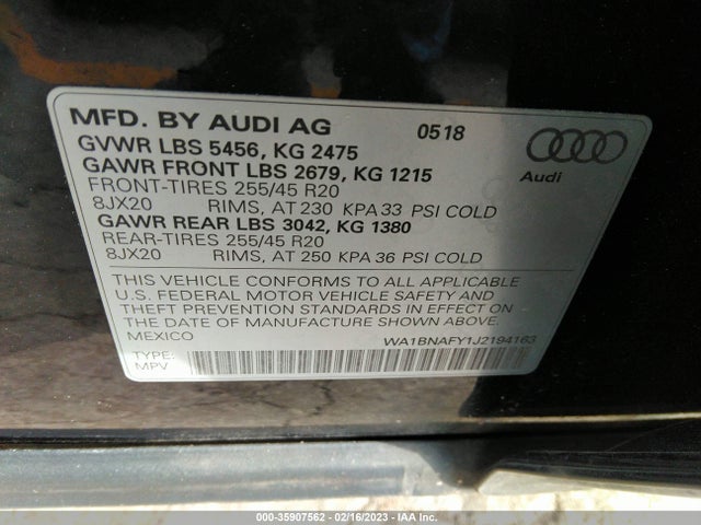 Audi Q5 Premium Plus 2018 WA1BNAFY1J2194163 Image 9
